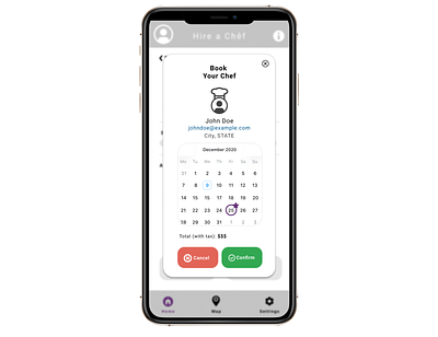 Hire a Chef App Design - Confirmation Page (low fidelity) app design art chef design illustration mobile app mobile design ui ux vector
