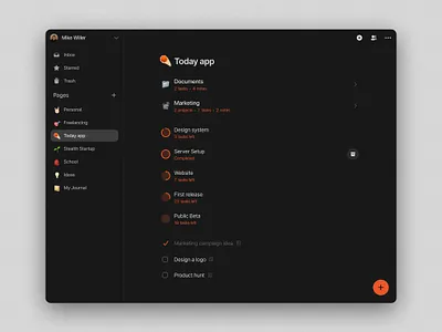 Today App - Pages, Projects and Tasks dashboard management minimal product design productivity project management task task manager tasks todo todo list ui ux web app web design