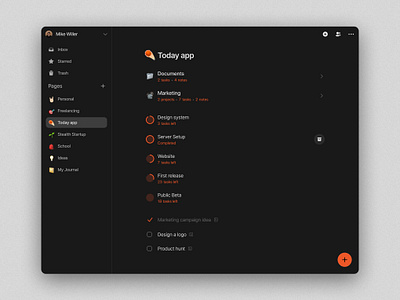 Today App - Pages, Projects and Tasks dashboard management minimal product design productivity project management task task manager tasks todo todo list ui ux web app web design