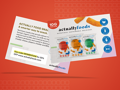 Nutritional Snack Food Promo Postcard Design design food postcard graphic design mock up postcard postcard design promo postcard shipping insert design