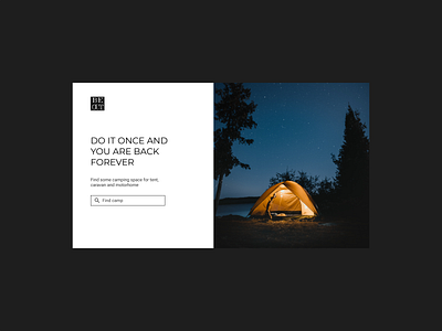 Camping Finder Search Home Page big image camping dailyui design hero image home picture landing page logo search box search page ui web website