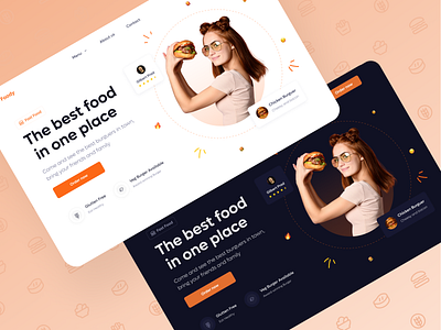 Foody - Fast Food Hamburguer darkmode design food food and drink food delivery hamburguer landingpage restaurant food restaurant page ui uidesign ux ux ui uxdesign whitemode