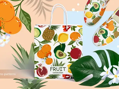 Fruit Collection app avocado branches texture branding clip art design graphic design icon illustration lemon logo motion graphics pattern print summer print typography vector work