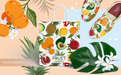 Fruit Collection app avocado branches texture branding clip art design graphic design icon illustration lemon logo motion graphics pattern print summer print typography vector work