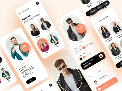 FashionX - eCommerce App add to cart cloth ecommerce app fashionx ios jacket marketplace minimal mobile app product shop store top notch design ui design