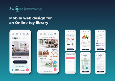 Mobile web design for an Online Toy Library landing mobile web design ui