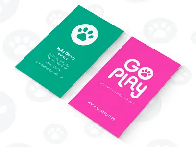 Go Play - Doggy Daycare branding business card daycare dog green illustration logo pawprint pet pink