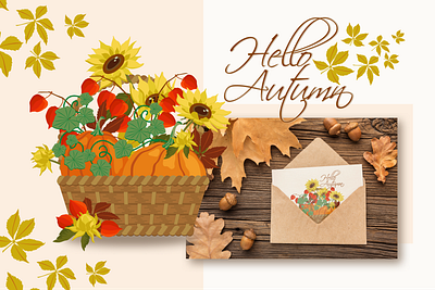 Hello Autumn autumn baskets branding clip art design design elements fall frames graphic design icon illustration logo vector work