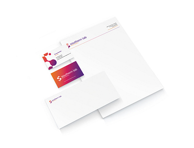 Southern Lab Partners Stationery Suite branding business card gradient lab letterhead logo molecule stationery testing