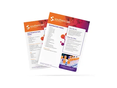 Southern Lab Partner Panel Sheets brochure diagnostic gradient molecule one sheeter rackcard science testing