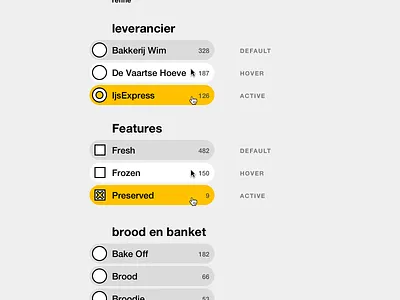 eCommerce filters default / hover / active states affordances branding ecommerce engineering filter interface minimaliist modern states ui ux