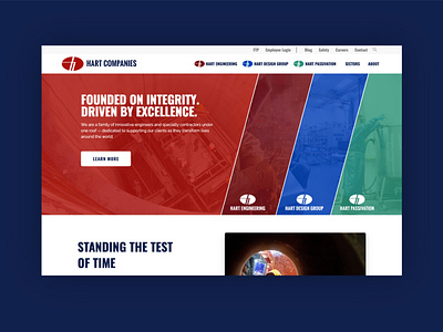 Hart Companies website blue engineering green hart hero homepage red slider ui web website