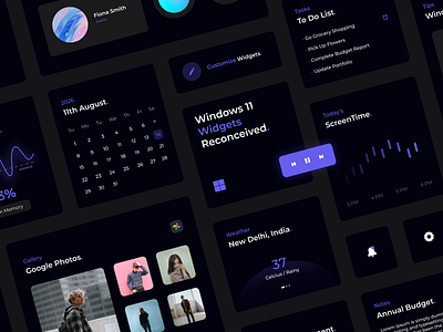 Windows 11 Widgets Reconceived adobe xd calendar cards dashboard figma notes screentime to do ui weather widget widgets windows windows 11 xd