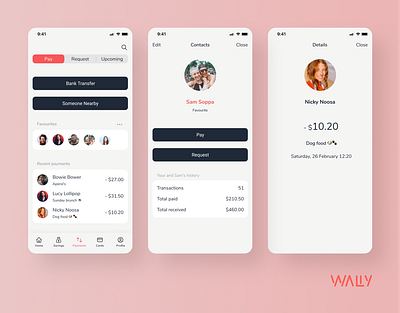 Payment | Wally digital bank mobile app money online banking payment transfer ui ui design ux design