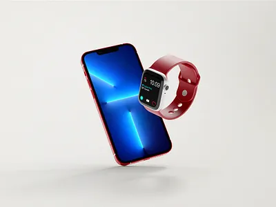 Smart Watch with Phone Mockups apple iphone iphone13 mockup smartwatch