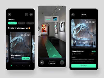 Museum Metaverse application art castle classic dino history interface metaverse mobile museum museum metaverse ui virtual reality web design