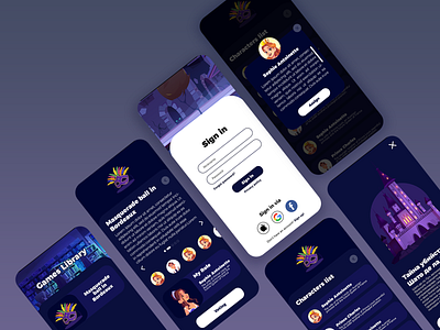 My Mystery Mobile game app application blue dark design game illustration mobile semiflat sign in ui ux