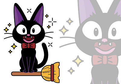 How to draw Jiji the cat (Kiki's Delivery Service) away cat delivery jibli jiji kiki magic service spirited studio