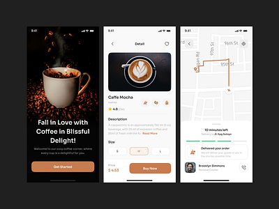 Premium Coffee Delivery App UI app dsign branding design figma illustration ui ux uxui web web design website