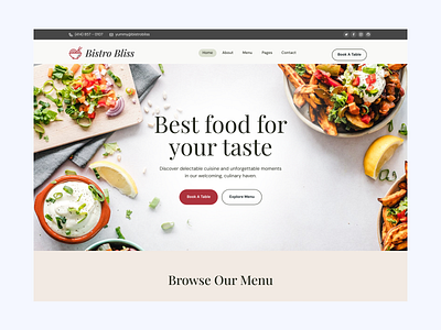 Modern Restaurant Website UI – Bistro Bliss animation branding design figma illustration prototyping ui ux uxui web web design web dsign website