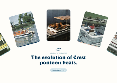 Crest Pontoons Heritage Component boat boating branding carousel desktop home page interactive pontoon ui design ux design web design