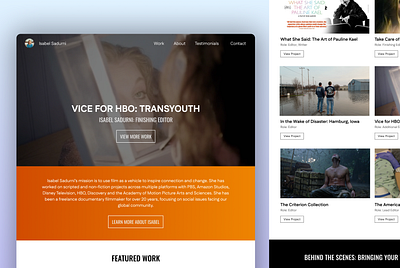 Portfolio Website Concept for Writer and Producer Isabel Sadurni branding creative creative design creative portfolio creative ui design daily ui design desktop documentary film graphic design hbo portfolio producer ui ux design web design