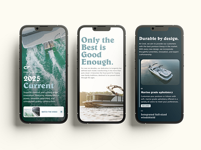 Mobile Component Exploration for Crest Pontoons banner boat boating component home page interactive mobile pontoon ui ui design ux ux design web web design