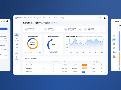 Dashboard | Project Progress construction kanban management app task management ui