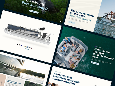 Desktop Component Exploration for Crest Pontoons boat boating desktop home page interactive pontoon product ui ui design ux ux design web web design website