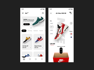 Nike E-Commerce App – Modern Sneaker Shopping UI app esign branding design figma graphic design illustration mobile app dsign ui ux uxui web web design website website design