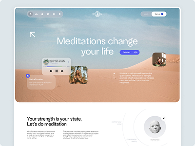 Meditation Website anxiety clean design inspiration fitness health landing page meditation mental mental health mind mindfulness reabilatation relaxing relief sleep treatment uxui website design wellness yoga