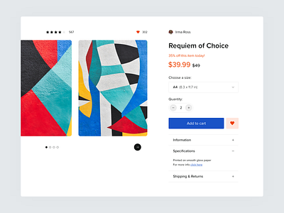 E-commerce concept 1 (for online artwork) ui