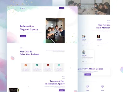 Information Support Agency Landing page agency best 2022 website creative design design dribbble best shot elementor figma help website information startup agency support trend design ui uidesign ux uxdesign website wordpress