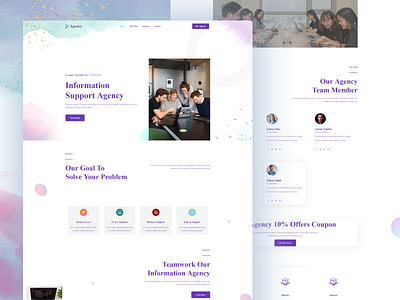 Information Support Agency Landing page agency best 2022 website creative design design dribbble best shot elementor figma help website information startup agency support trend design ui uidesign ux uxdesign website wordpress