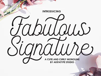 Fabulous Signature branding card clean elegant logo modern monoline poster signature typeface typography wedding