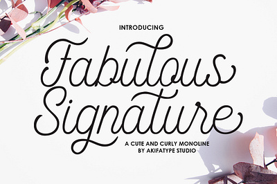 Fabulous Signature branding card clean elegant logo modern monoline poster signature typeface typography wedding