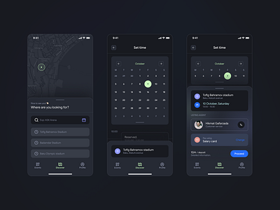 001 - Schedule event #02 apple book card datetimepick design football interface ios location profile schedule soccer sport stadium time ui