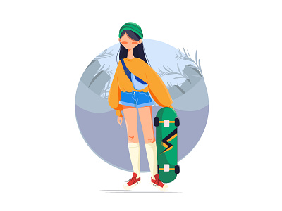 Skater Girl 2d illustration colorful design flat illustration skate skater