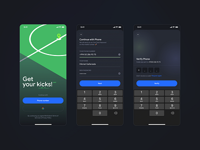 001 - Log in / Sign up #01 apple card design football interface ios login profile signup soccer sport stadium ui