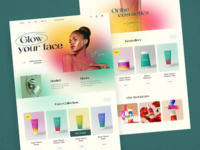 Cosmetics store website design beauty bloom branding card catalog cosmetic desktop e commerce glow interface landing makeup marketplace card product design store typography web design ui ux web web design