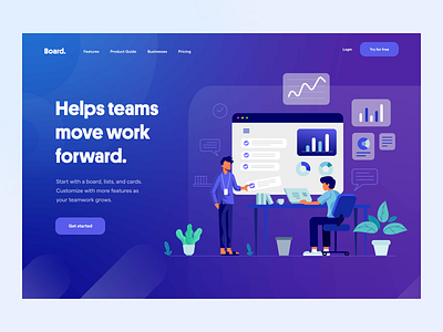 Board - Hero Illustration app asana brand branding design designer flat hero illustration landing page mobile project management trello ui ux vector web website