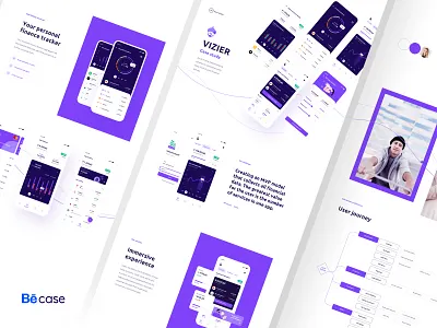 Vizier, Fintech App - Behance case study app banking branding chart credit card design finance fintech illustration minimal mobile money navigation track ui ux