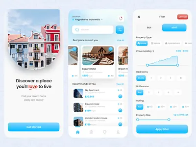 OmahMu: Travel & Property App app design appdesign booking app branding dailyui design graphic design hotel app illustration logo property app real estate app rental app reservation app tourism app travel app travel property app ui vector webdesign