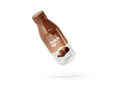 Small Yogurt & Milk Bottle Mockup bottle branding design illustration logo milk mockup mockup design mockup template photorealistic photorealistic mockup plastic realism yogurt