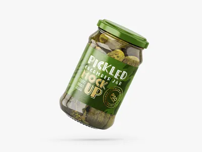 Pickled Cucumber Jar Mockup Set branding can conserve cucumber design illustration jar logo mockup mockup design mockup template packaging photorealistic photorealistic mockup pickled realism