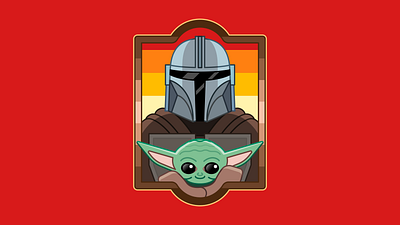 The Mandalorian and Grogu badge branding character colors design disney grogu illustration logo lucasfilm mandalorian movie scfi fi star wars vector yoda