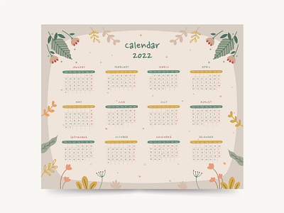 Calendar 2022 Plant Theme holiday illustration