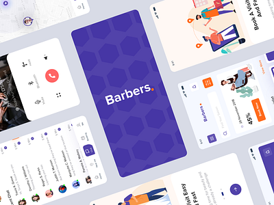 Barber App animation barber booking branding design illustration landing madbrains saloon typography