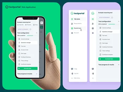 Testportal | Web App Navigation app application branding design interface logo menu navigation ui unikorns ux