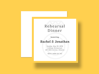 Rehearsal Dinner Invitation app card clean creatopy design engagement graphic design illustration invitation layout minimal rehearsal dinner rehearsal dinner invitation template wedding yellow